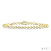 4 Ctw Round Cut Diamond Illusion Tennis Bracelet in 14K Yellow Gold