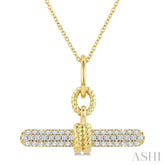 1/3 Ctw Round Cut Diamond T-Bar Fashion Necklace in 14K Yellow Gold