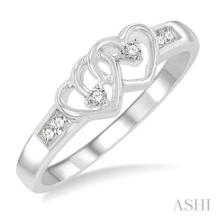 1/10 Ctw Twin Hearts Diamond Ring in 10K White Gold 1/10 Ctw Twin Hearts Diamond Ring in 10K White Gold