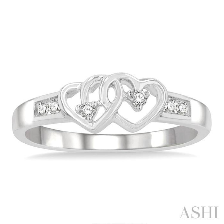 1/10 Ctw Twin Hearts Diamond Ring in 10K White Gold 1/10 Ctw Twin Hearts Diamond Ring in 10K White Gold