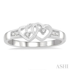 1/10 Ctw Twin Hearts Diamond Ring in 10K White Gold 1/10 Ctw Twin Hearts Diamond Ring in 10K White Gold