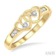 1/10 Ctw Twin Hearts Diamond Ring in 10K Yellow Gold 1/10 Ctw Twin Hearts Diamond Ring in 10K Yellow Gold