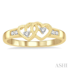 1/10 Ctw Twin Hearts Diamond Ring in 10K Yellow Gold 1/10 Ctw Twin Hearts Diamond Ring in 10K Yellow Gold