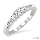 1/4 Ctw Nine Stone Round Cut Diamond Engagement Ring in 14K White Gold