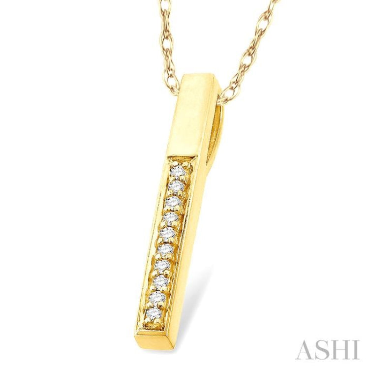 1/10 Ctw Round Cut Diamond Stick Pendant in 10K Yellow Gold with Chain 1/10 Ctw Round Cut Diamond Stick Pendant in 10K Yellow Gold with Chain