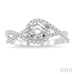 5/8 Ctw Diamond Engagement Ring with 1/3 Ct Round Cut Center Stone in 14K White Gold 5/8 Ctw Diamond Engagement Ring with 1/3 Ct Round Cut Center Stone in 14K White Gold