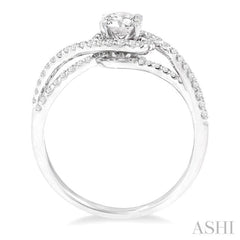 5/8 Ctw Diamond Engagement Ring with 1/3 Ct Round Cut Center Stone in 14K White Gold 5/8 Ctw Diamond Engagement Ring with 1/3 Ct Round Cut Center Stone in 14K White Gold