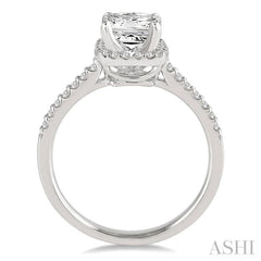 1/2 Ctw Diamond Engagement Ring with 1/4 Ct Princess Cut Center Stone in 14K White Gold 1/2 Ctw Diamond Engagement Ring with 1/4 Ct Princess Cut Center Stone in 14K White Gold