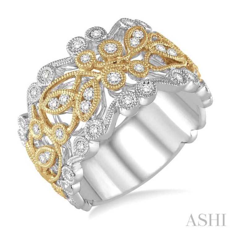 1/2 Ctw Round Cut Diamond Fashion Band in 14K White and Yellow Gold 1/2 Ctw Round Cut Diamond Fashion Band in 14K White and Yellow Gold