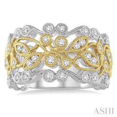 1/2 Ctw Round Cut Diamond Fashion Band in 14K White and Yellow Gold 1/2 Ctw Round Cut Diamond Fashion Band in 14K White and Yellow Gold