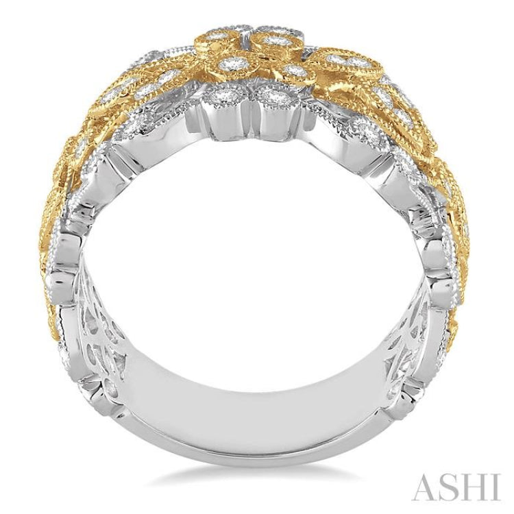 1/2 Ctw Round Cut Diamond Fashion Band in 14K White and Yellow Gold 1/2 Ctw Round Cut Diamond Fashion Band in 14K White and Yellow Gold