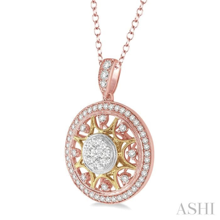 1 Ctw Round Cut Diamond Lovebright Pendant in 14K Tri Color Gold with Chain 1 Ctw Round Cut Diamond Lovebright Pendant in 14K Tri Color Gold with Chain