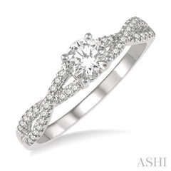 3/8 Ctw Diamond Engagement Ring with 1/4 Ct Round Cut Center Stone in 14K White Gold 3/8 Ctw Diamond Engagement Ring with 1/4 Ct Round Cut Center Stone in 14K White Gold