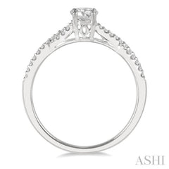 3/8 Ctw Diamond Engagement Ring with 1/4 Ct Round Cut Center Stone in 14K White Gold 3/8 Ctw Diamond Engagement Ring with 1/4 Ct Round Cut Center Stone in 14K White Gold