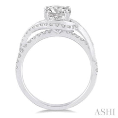 7/8 Ctw Diamond Engagement Ring with 1/2 Ct Round Cut Center Stone in 14K White Gold 7/8 Ctw Diamond Engagement Ring with 1/2 Ct Round Cut Center Stone in 14K White Gold