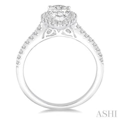 5/8 Ctw Diamond Engagement Ring with 1/3 Ct Pear Shaped Center stone in 14K White Gold 5/8 Ctw Diamond Engagement Ring with 1/3 Ct Pear Shaped Center stone in 14K White Gold