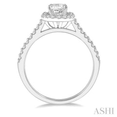 3/4 Ctw Diamond Ladies Engagement Ring with 1/2 Ct Princess Cut Center Stone in 14K White Gold 3/4 Ctw Diamond Ladies Engagement Ring with 1/2 Ct Princess Cut Center Stone in 14K White Gold