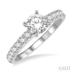 5/8 Ctw Round Cut Diamond Ladies Engagement Ring with 1/3 Ct Round Cut Center Stone in 14K White Gold 5/8 Ctw Round Cut Diamond Ladies Engagement Ring with 1/3 Ct Round Cut Center Stone in 14K White Gold