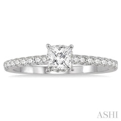 5/8 Ctw Princess Center Stone Ladies Engagement Ring with 3/8 Ct Princess Cut Center Stone in 14K White Gold 5/8 Ctw Princess Center Stone Ladies Engagement Ring with 3/8 Ct Princess Cut Center Stone in 14K White Gold