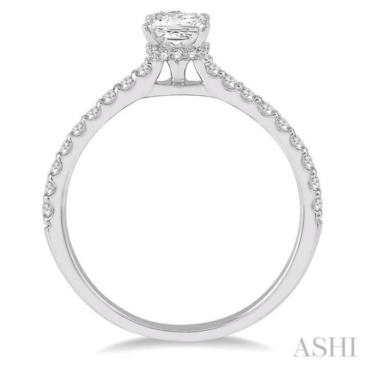 5/8 Ctw Princess Center Stone Ladies Engagement Ring with 3/8 Ct Princess Cut Center Stone in 14K White Gold 5/8 Ctw Princess Center Stone Ladies Engagement Ring with 3/8 Ct Princess Cut Center Stone in 14K White Gold