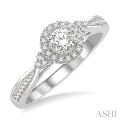 3/8 Ctw Round Center Heart Link Diamond Ladies Engagement Ring with 1/5 Ct Round Cut Center Stone in 14K White Gold 3/8 Ctw Round Center Heart Link Diamond Ladies Engagement Ring with 1/5 Ct Round Cut Center Stone in 14K White Gold