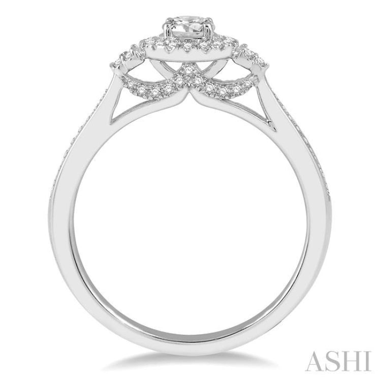3/8 Ctw Round Center Heart Link Diamond Ladies Engagement Ring with 1/5 Ct Round Cut Center Stone in 14K White Gold 3/8 Ctw Round Center Heart Link Diamond Ladies Engagement Ring with 1/5 Ct Round Cut Center Stone in 14K White Gold