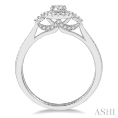 3/8 Ctw Round Center Heart Link Diamond Ladies Engagement Ring with 1/5 Ct Round Cut Center Stone in 14K White Gold 3/8 Ctw Round Center Heart Link Diamond Ladies Engagement Ring with 1/5 Ct Round Cut Center Stone in 14K White Gold