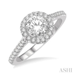 3/8 Ctw Diamond Ladies Engagement Ring with 1/4 Ct Round Cut Center Stone in 14K White Gold 3/8 Ctw Diamond Ladies Engagement Ring with 1/4 Ct Round Cut Center Stone in 14K White Gold