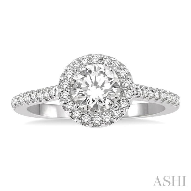 3/8 Ctw Diamond Ladies Engagement Ring with 1/4 Ct Round Cut Center Stone in 14K White Gold 3/8 Ctw Diamond Ladies Engagement Ring with 1/4 Ct Round Cut Center Stone in 14K White Gold