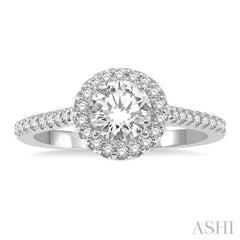 3/8 Ctw Diamond Ladies Engagement Ring with 1/4 Ct Round Cut Center Stone in 14K White Gold 3/8 Ctw Diamond Ladies Engagement Ring with 1/4 Ct Round Cut Center Stone in 14K White Gold