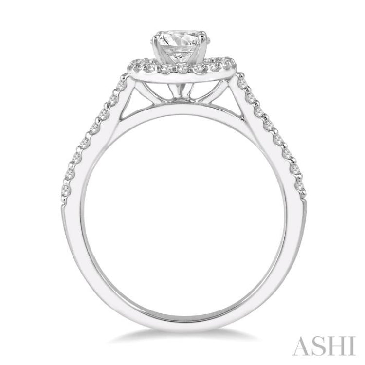 3/8 Ctw Diamond Ladies Engagement Ring with 1/4 Ct Round Cut Center Stone in 14K White Gold 3/8 Ctw Diamond Ladies Engagement Ring with 1/4 Ct Round Cut Center Stone in 14K White Gold
