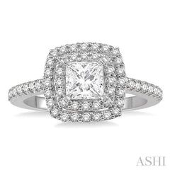 1/2 Ctw Princess & Round Cut Diamond Ladies Engagement Ring with 1/4 Ct Princess Cut Center Stone in 14K White Gold 1/2 Ctw Princess & Round Cut Diamond Ladies Engagement Ring with 1/4 Ct Princess Cut Center Stone in 14K White Gold