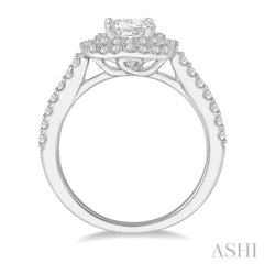 1/2 Ctw Princess & Round Cut Diamond Ladies Engagement Ring with 1/4 Ct Princess Cut Center Stone in 14K White Gold 1/2 Ctw Princess & Round Cut Diamond Ladies Engagement Ring with 1/4 Ct Princess Cut Center Stone in 14K White Gold