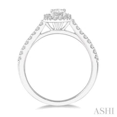 3/8 Ctw Emerald Shape Engagement Ring with 1/4 Ct Emerald Cut Center Stone in 14K White Gold 3/8 Ctw Emerald Shape Engagement Ring with 1/4 Ct Emerald Cut Center Stone in 14K White Gold