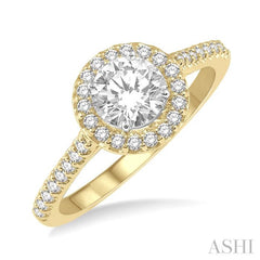 3/8 Ctw Diamond Ladies Engagement Ring with 1/4 Ct Round Cut Center Stone in 14K Yellow and White Gold 3/8 Ctw Diamond Ladies Engagement Ring with 1/4 Ct Round Cut Center Stone in 14K Yellow and White Gold