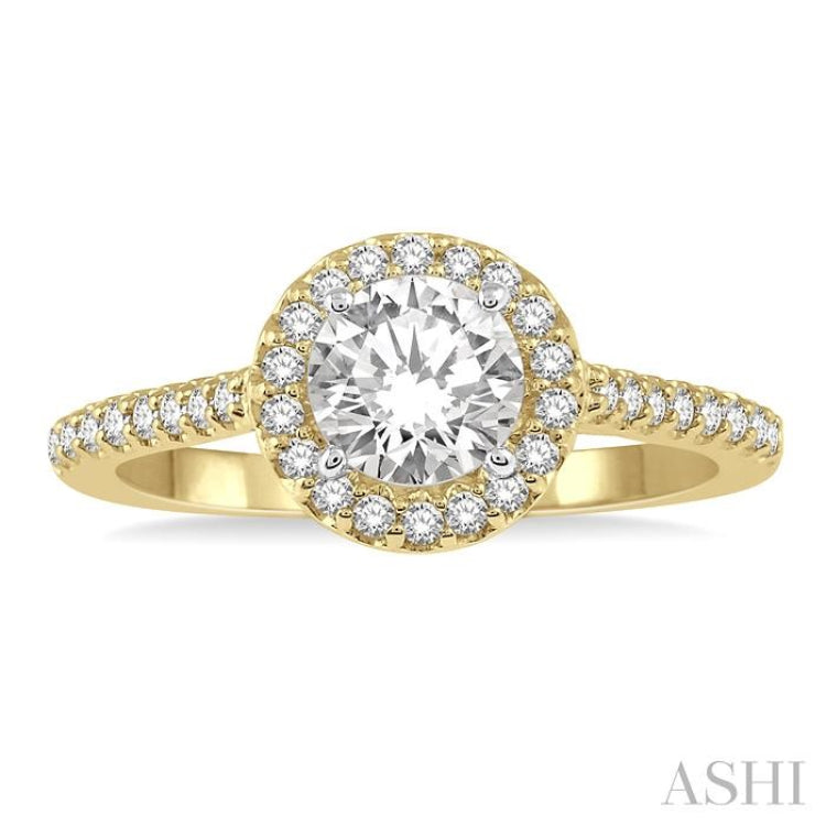3/8 Ctw Diamond Ladies Engagement Ring with 1/4 Ct Round Cut Center Stone in 14K Yellow and White Gold 3/8 Ctw Diamond Ladies Engagement Ring with 1/4 Ct Round Cut Center Stone in 14K Yellow and White Gold