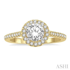 3/8 Ctw Diamond Ladies Engagement Ring with 1/4 Ct Round Cut Center Stone in 14K Yellow and White Gold 3/8 Ctw Diamond Ladies Engagement Ring with 1/4 Ct Round Cut Center Stone in 14K Yellow and White Gold
