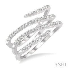 1/3 Ctw Triple Spiral Open-End Round Cut Diamond Fashion Ring in 14K White Gold 1/3 Ctw Triple Spiral Open-End Round Cut Diamond Fashion Ring in 14K White Gold