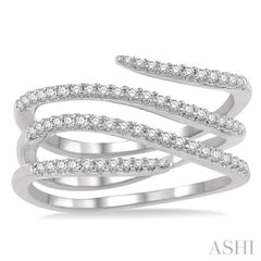 1/3 Ctw Triple Spiral Open-End Round Cut Diamond Fashion Ring in 14K White Gold 1/3 Ctw Triple Spiral Open-End Round Cut Diamond Fashion Ring in 14K White Gold