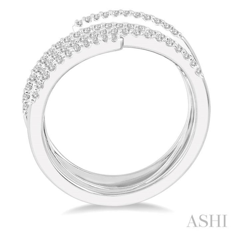 1/3 Ctw Triple Spiral Open-End Round Cut Diamond Fashion Ring in 14K White Gold 1/3 Ctw Triple Spiral Open-End Round Cut Diamond Fashion Ring in 14K White Gold