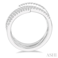 1/3 Ctw Triple Spiral Open-End Round Cut Diamond Fashion Ring in 14K White Gold 1/3 Ctw Triple Spiral Open-End Round Cut Diamond Fashion Ring in 14K White Gold