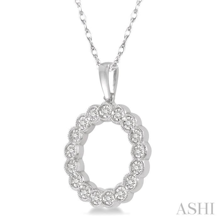 1/8 Ctw Circular Lattice Halo Round Cut Diamond Fashion Pendant in 10K White Gold with chain 1/8 Ctw Circular Lattice Halo Round Cut Diamond Fashion Pendant in 10K White Gold with chain