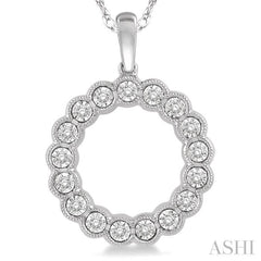 1/8 Ctw Circular Lattice Halo Round Cut Diamond Fashion Pendant in 10K White Gold with chain 1/8 Ctw Circular Lattice Halo Round Cut Diamond Fashion Pendant in 10K White Gold with chain