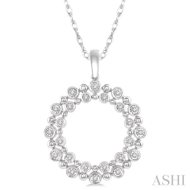 1/6 Ctw Twin Halo Round Cut Diamond Fashion Pendant in 10K White Gold with chain 1/6 Ctw Twin Halo Round Cut Diamond Fashion Pendant in 10K White Gold with chain