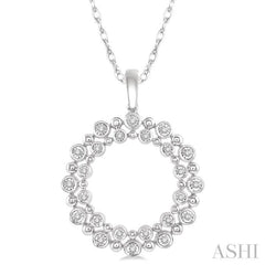 1/6 Ctw Twin Halo Round Cut Diamond Fashion Pendant in 10K White Gold with chain 1/6 Ctw Twin Halo Round Cut Diamond Fashion Pendant in 10K White Gold with chain