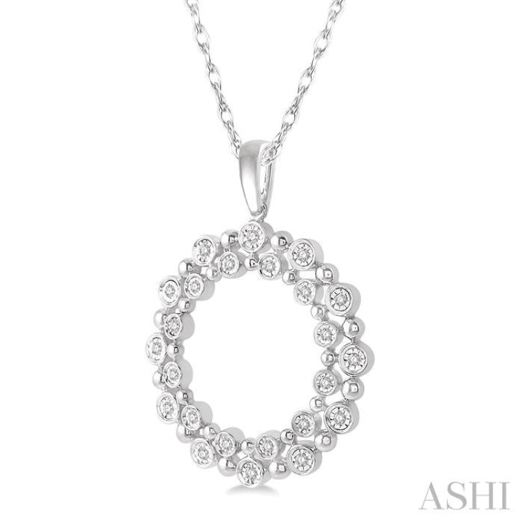 1/6 Ctw Twin Halo Round Cut Diamond Fashion Pendant in 10K White Gold with chain 1/6 Ctw Twin Halo Round Cut Diamond Fashion Pendant in 10K White Gold with chain