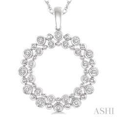 1/6 Ctw Twin Halo Round Cut Diamond Fashion Pendant in 10K White Gold with chain 1/6 Ctw Twin Halo Round Cut Diamond Fashion Pendant in 10K White Gold with chain