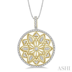 1/4 Ctw Lattice Floral Splendor Diamond Fashion Pendant in 10K Yellow Gold with chain 1/4 Ctw Lattice Floral Splendor Diamond Fashion Pendant in 10K Yellow Gold with chain