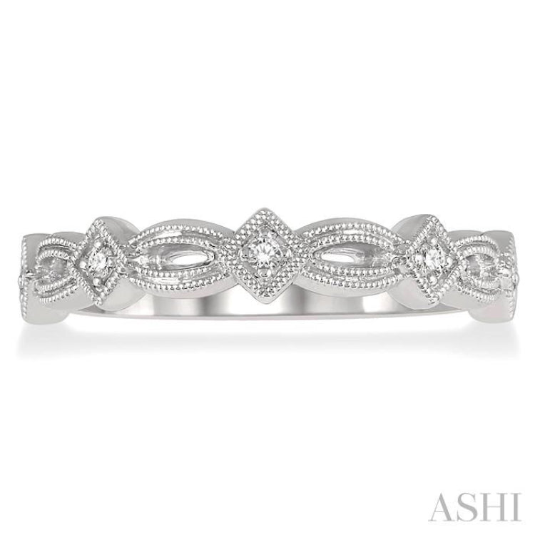 1/20 Ctw Interlinking Marquise & Rhombus Mount Round Cut Diamond Stackable Band in 14K White Gold 1/20 Ctw Interlinking Marquise & Rhombus Mount Round Cut Diamond Stackable Band in 14K White Gold