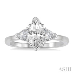 3/4 Ctw Marquise and Triangular Cut Diamond Ladies Engagement Ring with 1/2 Ct Marquise cut Center Stone in 14K White Gold 3/4 Ctw Marquise and Triangular Cut Diamond Ladies Engagement Ring with 1/2 Ct Marquise cut Center Stone in 14K White Gold